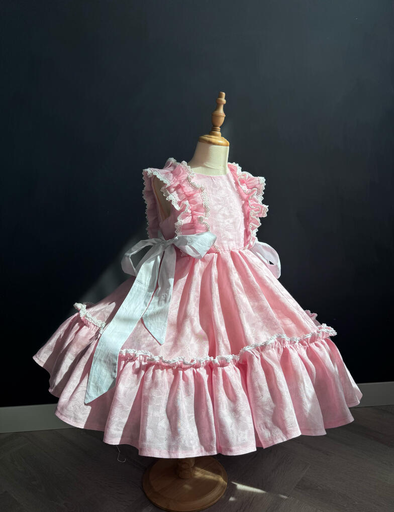 Handmade pink girls formal dress