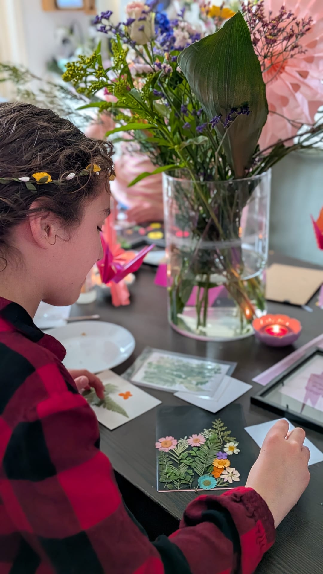 Guest creating floral artwork